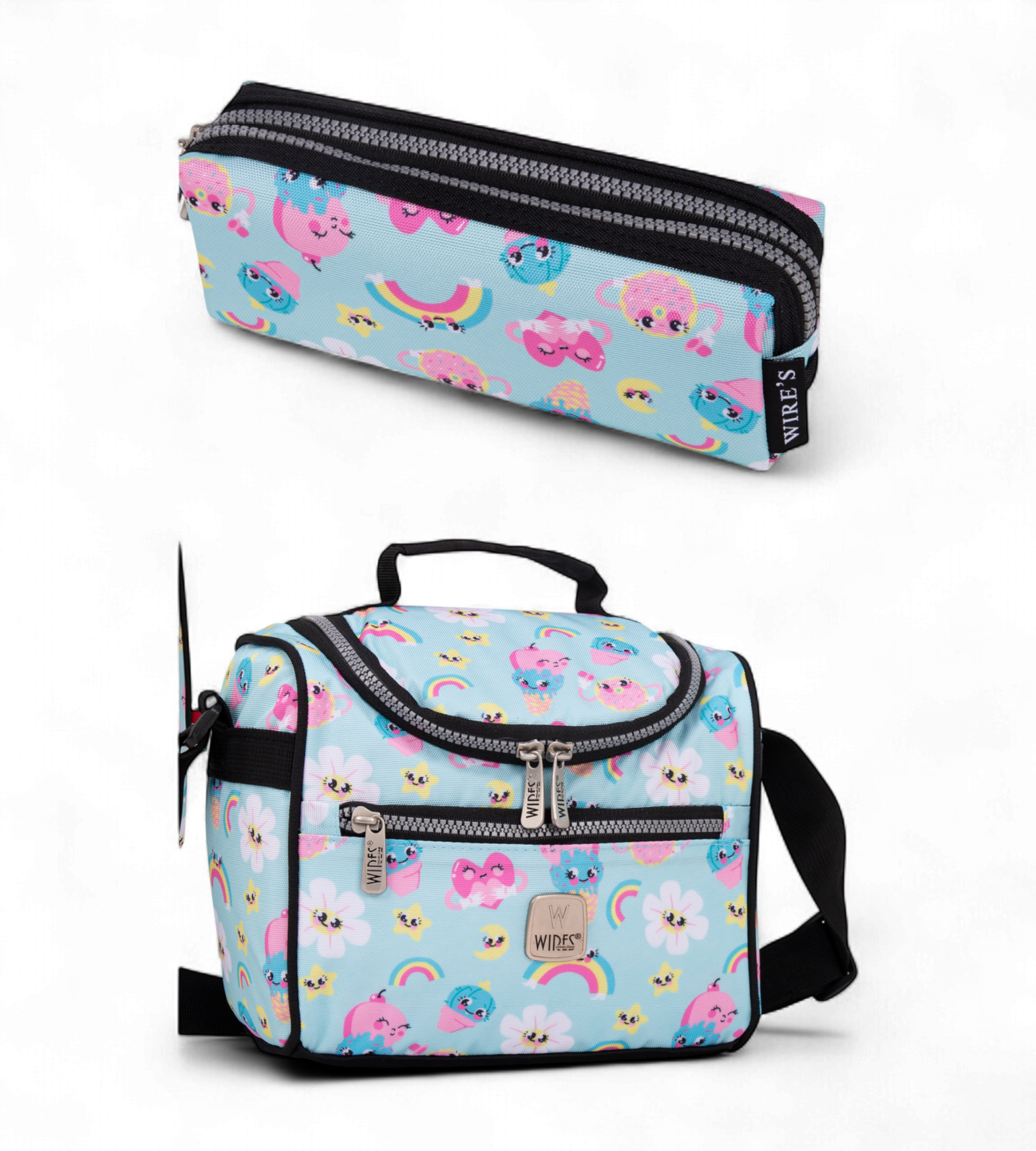 Wires Big Wheel Rolling School Bag 5 Piece Student Set
