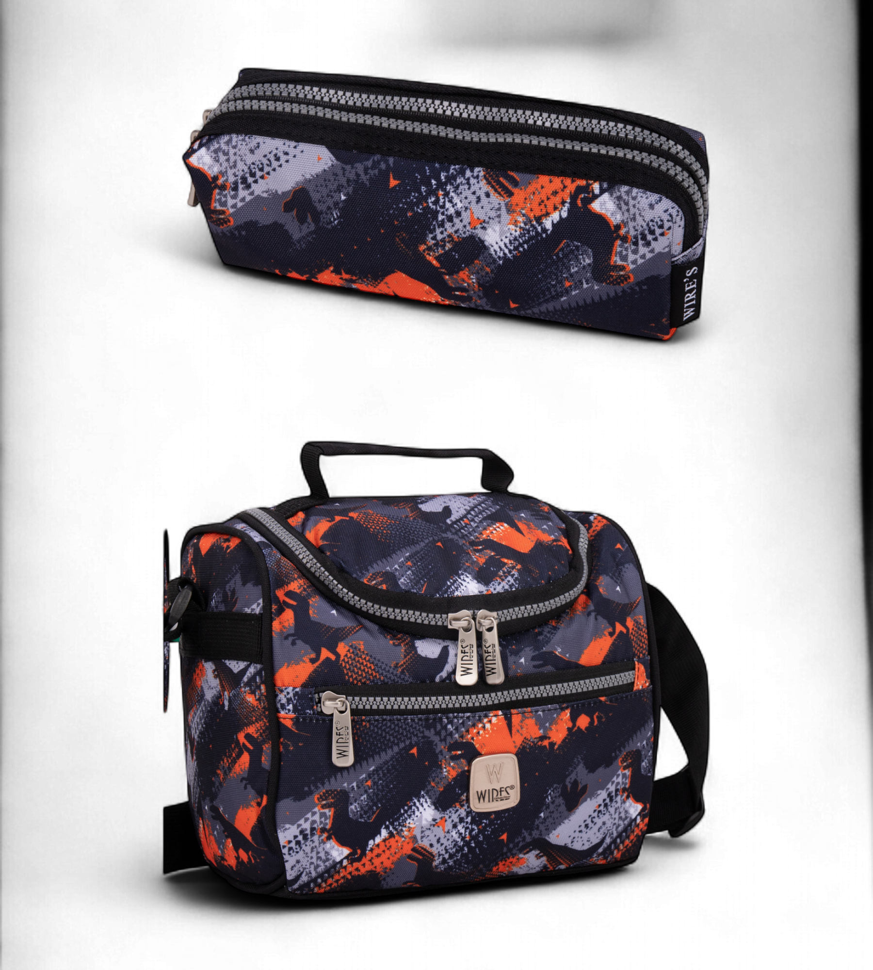 Wires Big Wheel Rolling School Bag 5 Piece Student Set