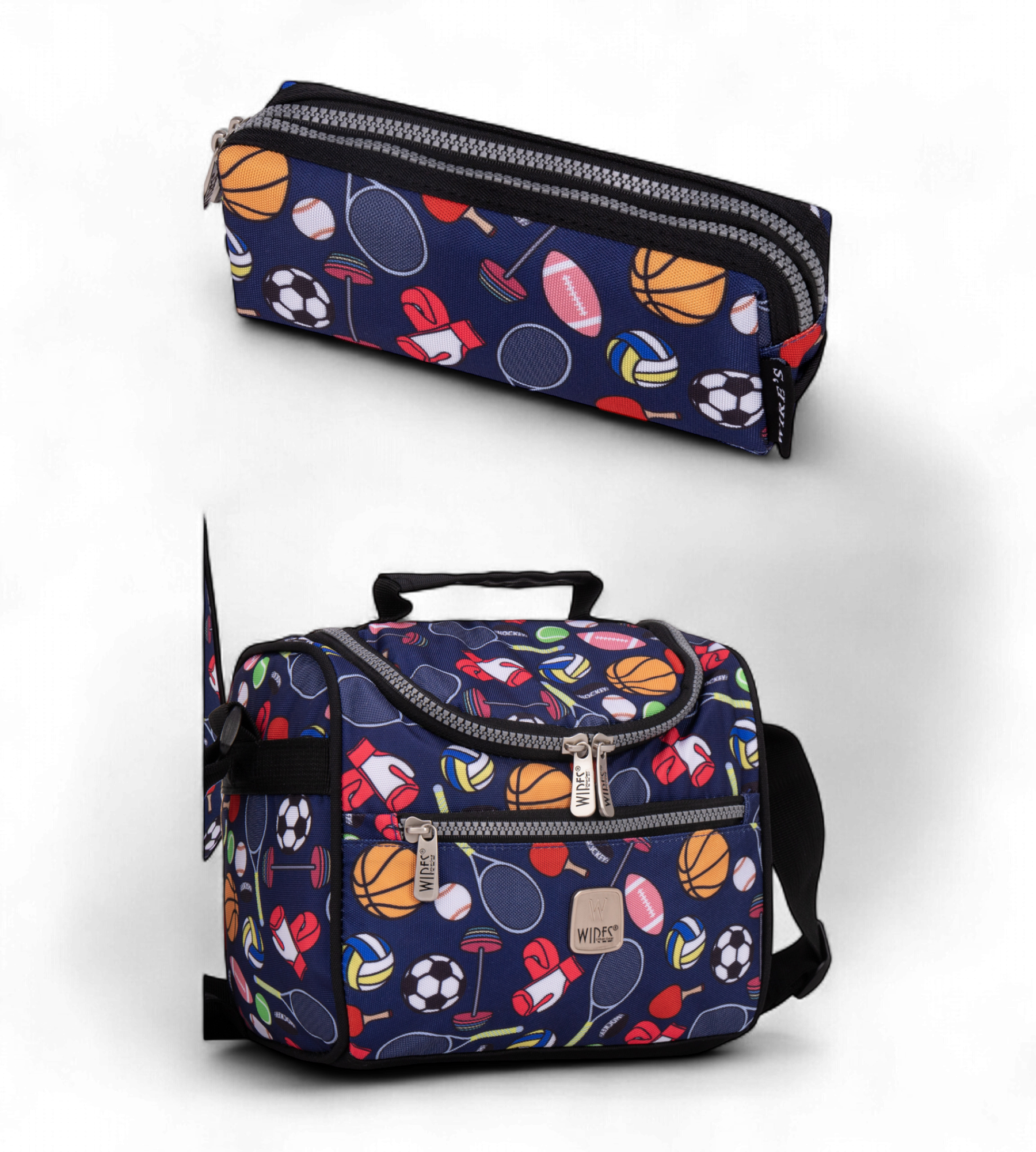 Wires Big Wheel Rolling School Bag 5 Piece Student Set