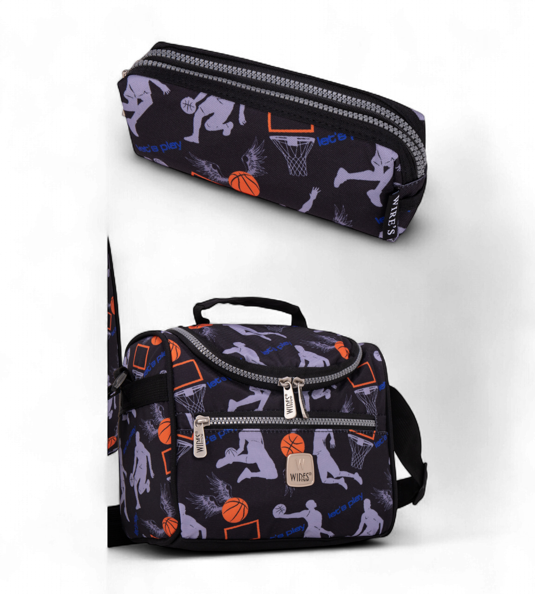 Wires Big Wheel Rolling School Bag 5 Piece Student Set