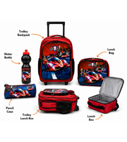 Red Race Car School Trolley Set 18 Inch matching water bottle view