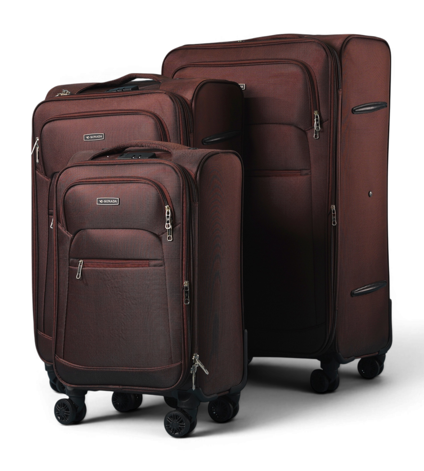 Sonada Lightweight 3 Piece Soft Shell Spinner Luggage Set