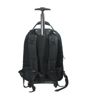 Lucky Sky black and red trolley backpack back view with shoulder straps