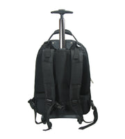 Lucky Sky black and red trolley backpack rear view