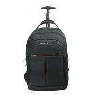 Lucky Sky black and red trolley backpack front view with trolley handle