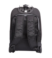Lucky Sky black trolley backpack front view with extended handle