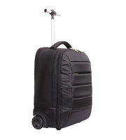 Lucky Sky black trolley backpack open front compartment view