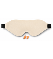 Side view of Sonada Contour Travel Eye Mask with Ear Plugs in Beige White.