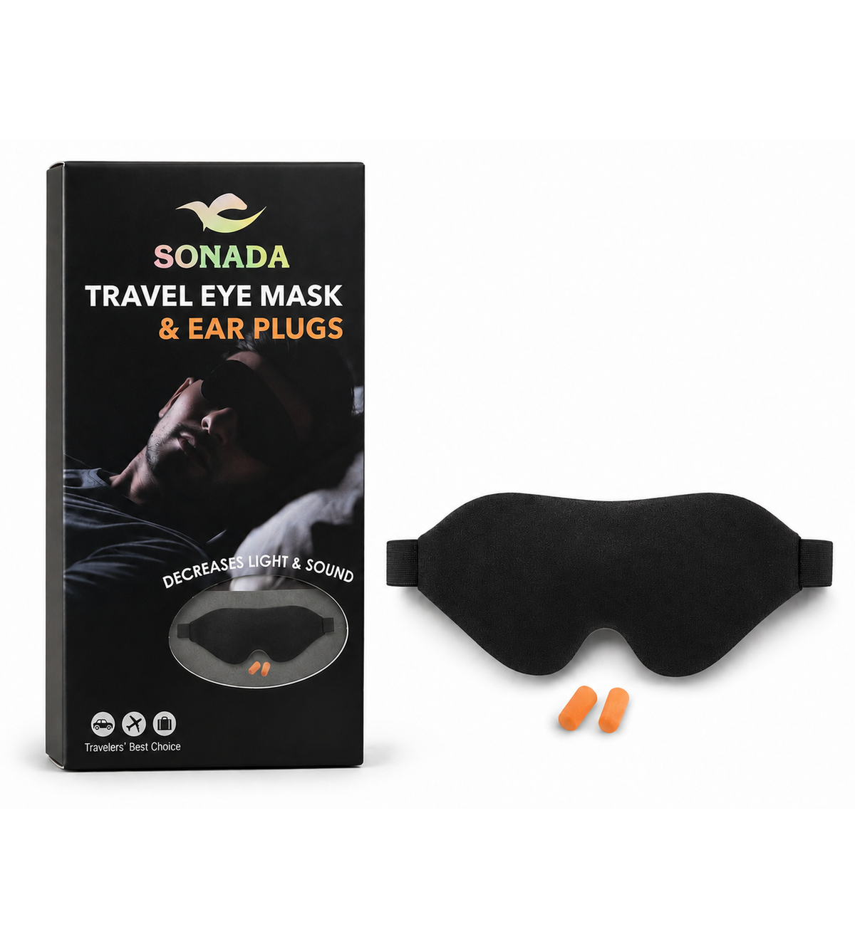 Sonada Contour Travel Eye Mask with Ear Plugs