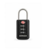Second pack view of the Sonada TSA combination lock in black compact, showing the dials and Travel Sentry mark.