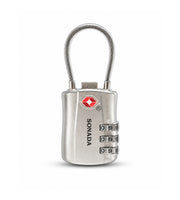 Second pack view of the Sonada TSA combination lock in silver oval, showing the dials and Travel Sentry mark.