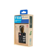 Verage TSA Combination Padlock VG-5139 for Luggage in Metallic Black, shown in retail packaging.