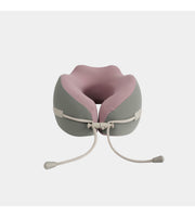 Verage Memory Foam Travel Neck Pillow VG-5216 in Coral Pink, close-up detail view.
