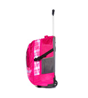 Wires Burgundy Plaid wheeled school trolley side view