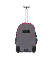 Wires Burgundy Plaid wheeled school trolley back view
