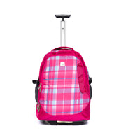 Wires Burgundy Plaid wheeled school trolley front view