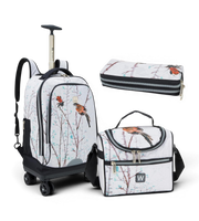 Wires 4 Wheels Trolley 19 Inch School Bag Set in Light Bird design, detail 7