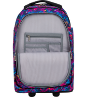 Open interior view of Wires 19 Inch mini wheel school trolley bag in Blue Girl Candy theme