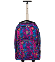 Front view of Wires 19 Inch mini wheel school trolley bag in Blue Girl Candy theme