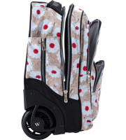 Side view of Wires 19 Inch mini wheel school trolley bag in White Daisy theme