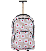 Front view of Wires 19 Inch mini wheel school trolley bag in White Daisy theme