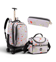Wires 4 Wheels Trolley 19 Inch School Bag Set in Pink Leopard design