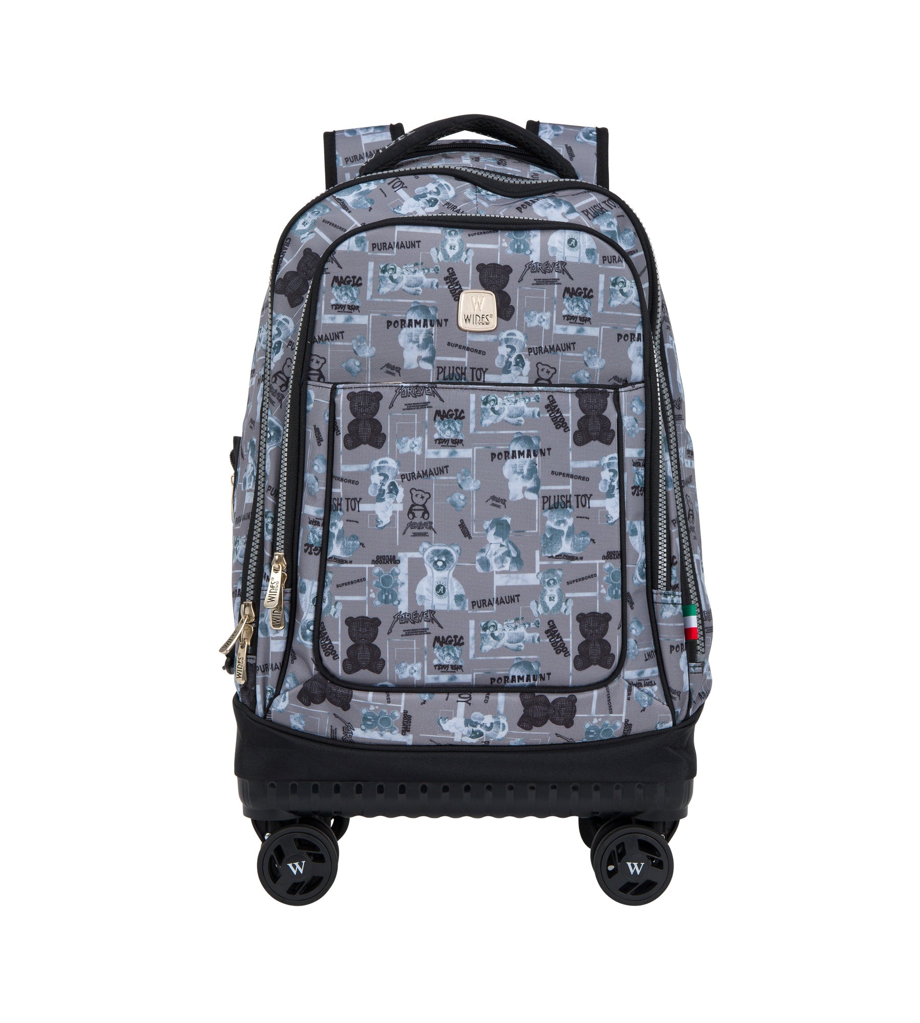 WIRES 19 Inch 4-Wheel Rolling School Backpack Set