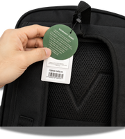 Wires School Backpack 19 Inch Black product tag and padded back panel detail