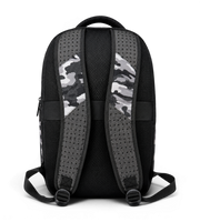 Wires School Backpack 19 Inch Grey Camo back view with padded shoulder straps