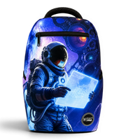 Wires School Backpack 19 Inch Space front view with astronaut print