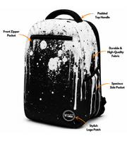 Wires School Backpack 19 Inch White Paint feature overview showing zip pocket, side pocket and padded handle