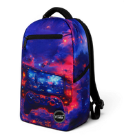 Wires School Backpack 19 Inch Ready Player angled front view with gaming-controller print