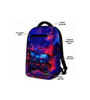 Wires School Backpack 19 Inch Ready Player feature overview showing zip pocket, side pocket and padded handle