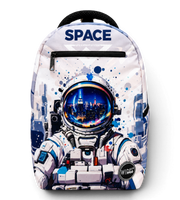 Wires School Backpack 19 Inch White Space front view with astronaut print