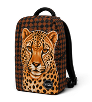 Wires School Backpack 19 Inch Cougar angled front view with cougar print
