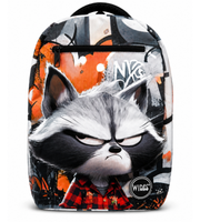 Wires School Backpack 19 Inch Raccoon front view with raccoon print