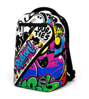 Wires School Backpack 19 Inch Graffiti angled front view with colorful graffiti print