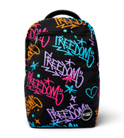 Wires School Backpack 19 Inch Freedom front view with colorful Freedom graffiti print