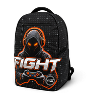 Wires School Backpack 19 Inch Fight angled front view with Fight gaming print