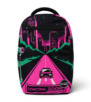 Wires School Backpack 19 Inch Pink Car front view with pink car print