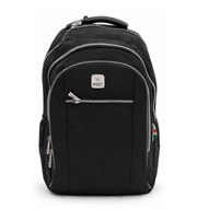 Main view of Wires Backpack in Black Zip-front.
