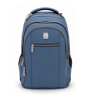 Main view of Wires Backpack in Blue Zip-front.