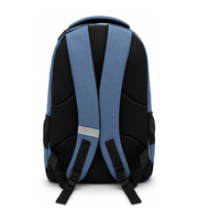 Back view of Wires Backpack in Blue Zip-front.