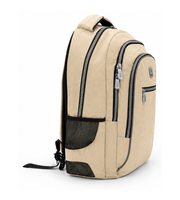 Side view of Wires Backpack in Beige Zip-front.