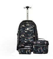 Main view of Wires Big Wheels 5-Piece School Trolley Set in Navy Digital Camouflage arrow pattern.
